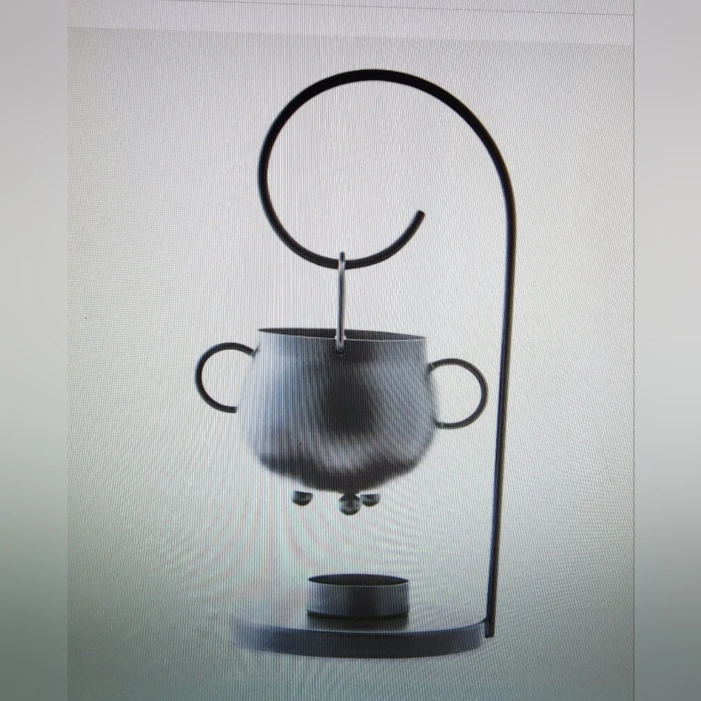 NIB  Black Cauldron Pot Tealight Holder Plus 3-4 Pk of Led Tealights